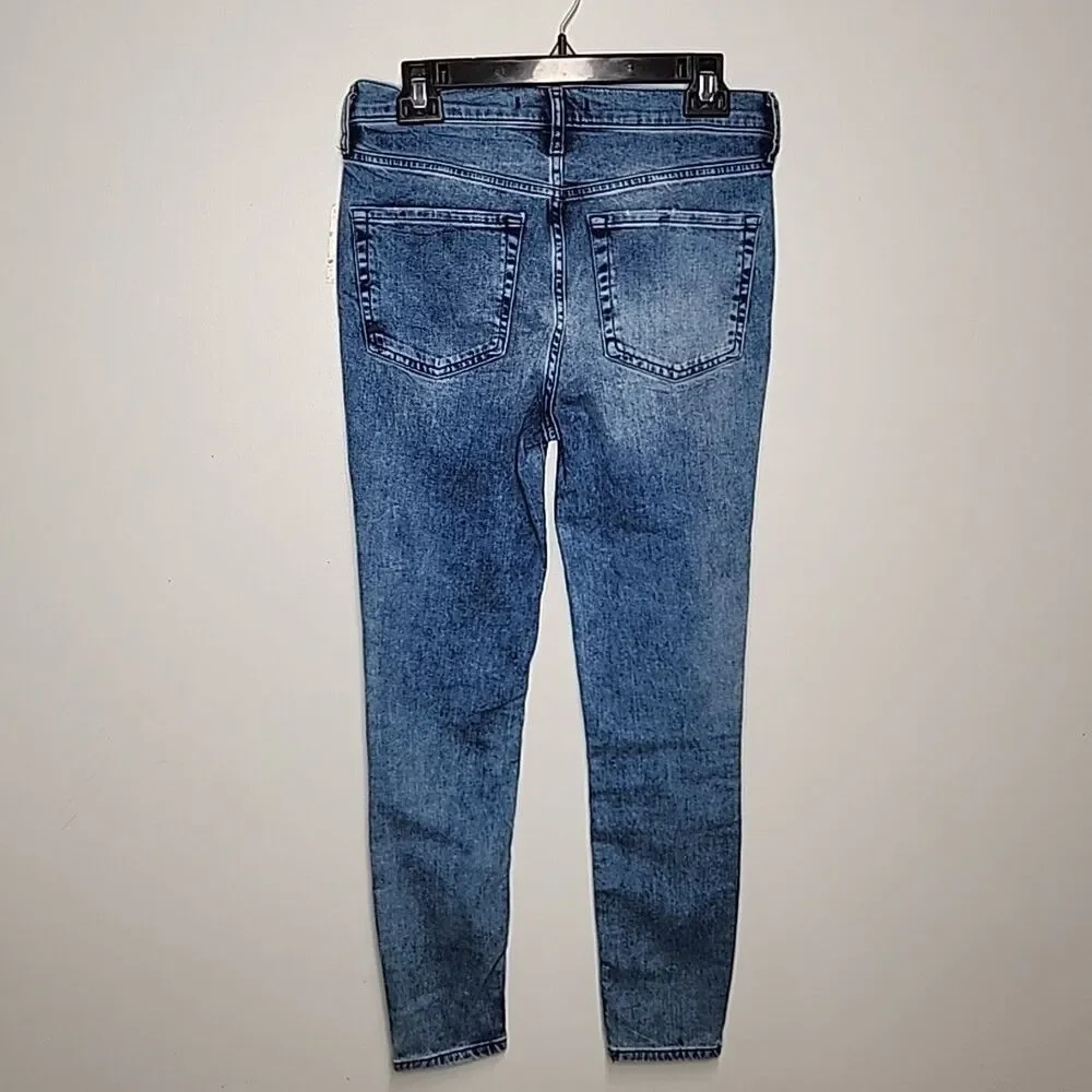 NWT Free People Womens Jeans Size 28 High Rise Busted Knee Skinny Jeans Blue 28